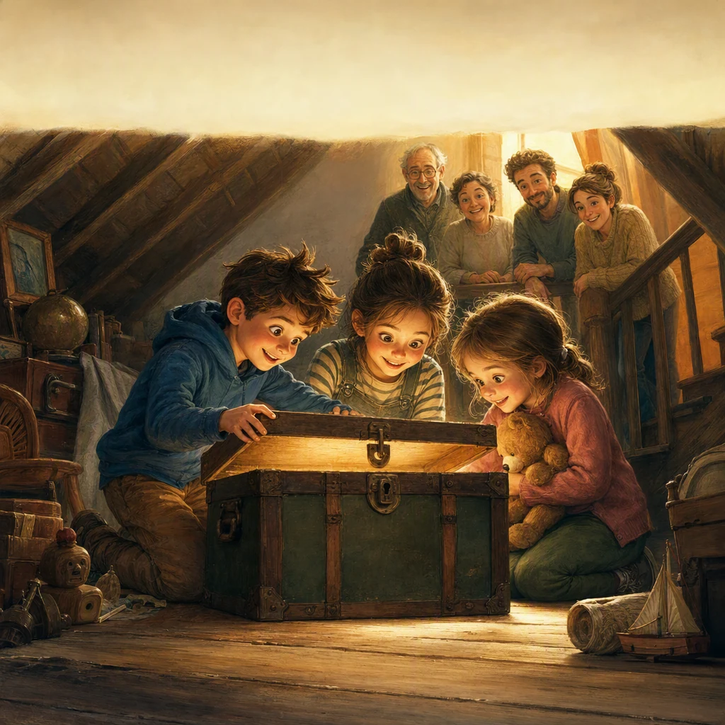 De hele familie in een huis