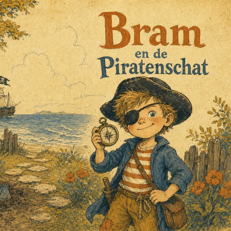 Cover van het gepersonaliseerde kinderboek Bram en de Piratenschat