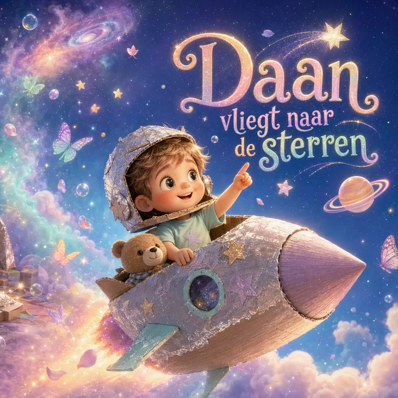 Cover van het gepersonaliseerde kinderboek Daan vliegt naar de sterren