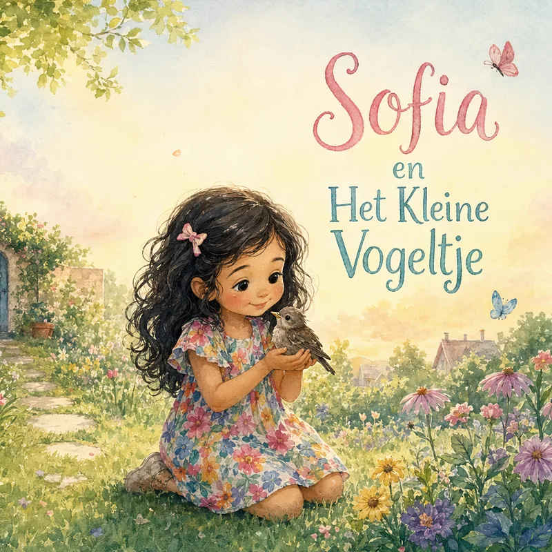 Cover van het gepersonaliseerde kinderboek Sofia en Het Kleine Vogeltje