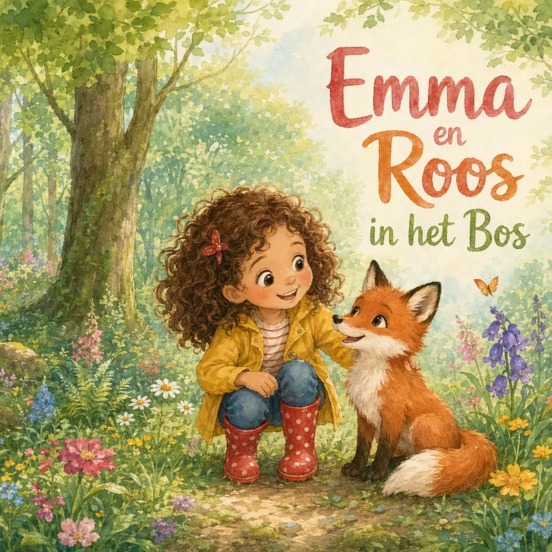 Cover van het gepersonaliseerde kinderboek Emma en Roos in het Bos