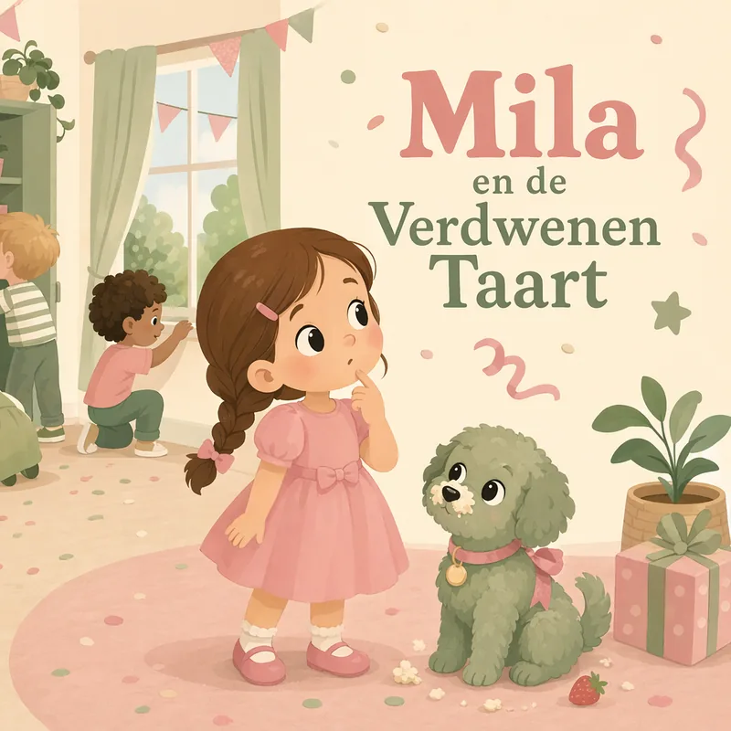 Cover van het gepersonaliseerde kinderboek Mila en de Verdwenen Taart