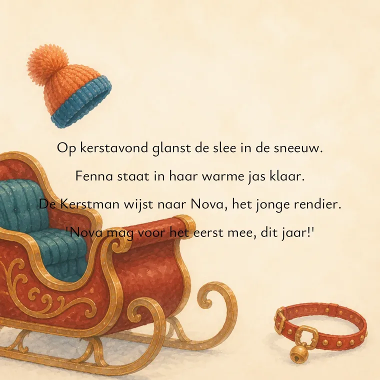 Fenna ontmoet rendier Nova bij de warme stal, met de kerstman erbij